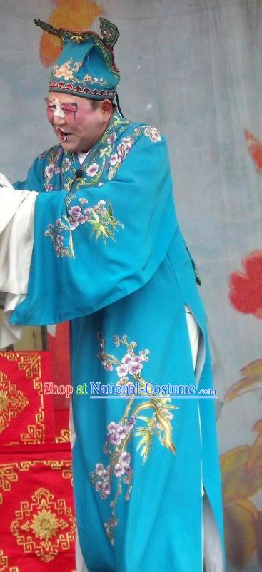 Feng Xue Pei Chinese Qu Opera Chou Role Yan Jun Apparels Costumes and Headpieces Traditional Henan Opera Clown Garment Rich Man Clothing