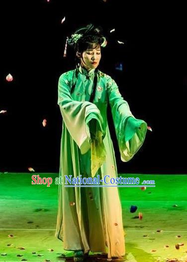 Chinese Henan Opera Young Lady Garment Costumes and Headdress Huang Ye Hong Lou Traditional Qu Opera Hua Tan Apparels Actress Lin Daiyu Dress