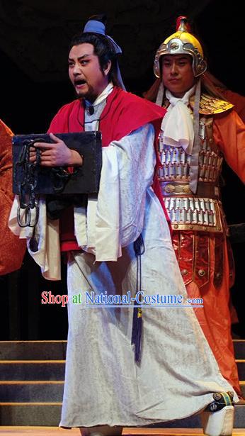 Hua Long Dian Jing Chinese Lu Opera Literati Apparels Costumes and Headpieces Traditional Shandong Opera Garment Scholar Ma Zhou Clothing