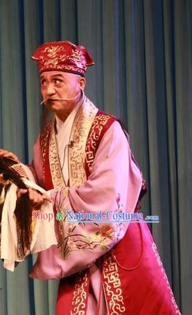 Forced Marriage Chinese Lu Opera Elderly Man Apparels Costumes and Headpieces Traditional Shandong Opera Clown Garment Adviser Clothing