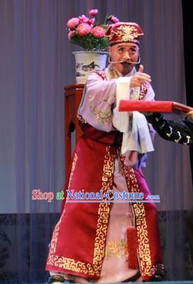 Forced Marriage Chinese Lu Opera Elderly Man Apparels Costumes and Headpieces Traditional Shandong Opera Clown Garment Adviser Clothing