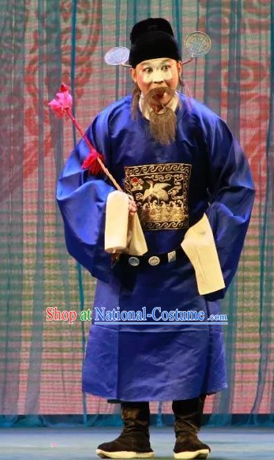 Long Feng Mian Chinese Lu Opera Magistrate Zhong Wenbing Apparels Costumes and Headpieces Traditional Shandong Opera Chou Role Garment Official Clothing