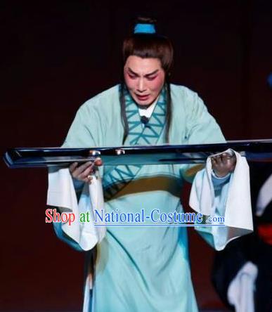 Chang Bai Han Ru Chinese Lu Opera Young Male Apparels Costumes and Headpieces Traditional Shandong Opera Xiaosheng Garment Scholar Zhu Yue Clothing