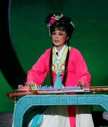 Chinese Shandong Opera Actress Garment Costumes and Headdress Chang Bai Han Ru Traditional Lu Opera Hua Tan Apparels Diva Jiang Hanqiu Dress