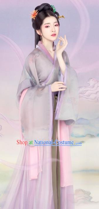 Chinese Drama Ancient Noble Lady Dress Traditional Hanfu Apparels Song Dynasty Patrician Female Historical Costumes and Headpieces Complete Set