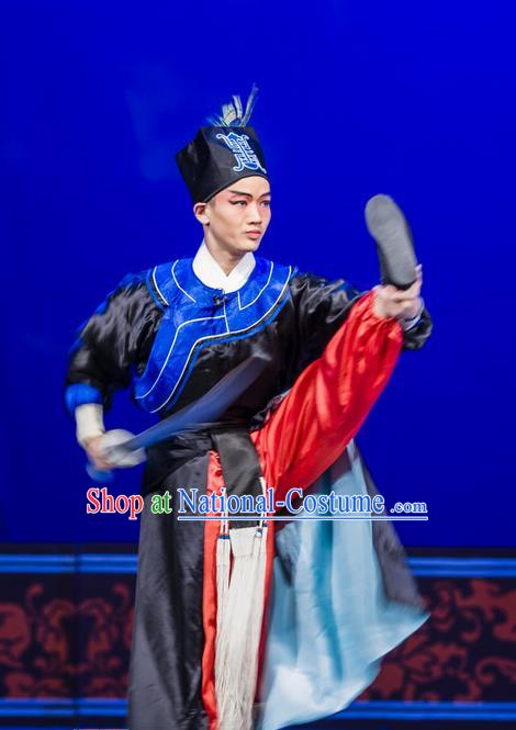 Xian Jie Bian Chinese Hubei Hanchu Opera Swordsman Apparels Costumes and Headpieces Traditional Han Opera Martial Male Garment Wusheng Clothing