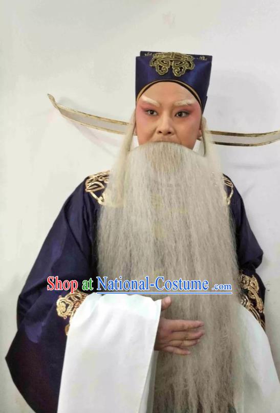 Liu Bei Zhao Qin Chinese Hubei Hanchu Opera Elderly Male Apparels Costumes and Headpieces Traditional Han Opera Laosheng Garment Official Qiao Xuan Clothing