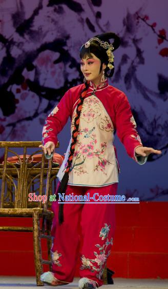 Chinese Han Opera Young Woman Garment Shi Qi Costumes and Headdress Traditional Hubei Hanchu Opera Diva Yu Lan Apparels Actress Dress