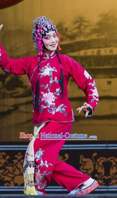 Chinese Han Opera Actress Yelu Hanyan Garment Gua Hua Costumes and Headdress Traditional Hubei Hanchu Opera Hua Tan Apparels Young Beauty Dress