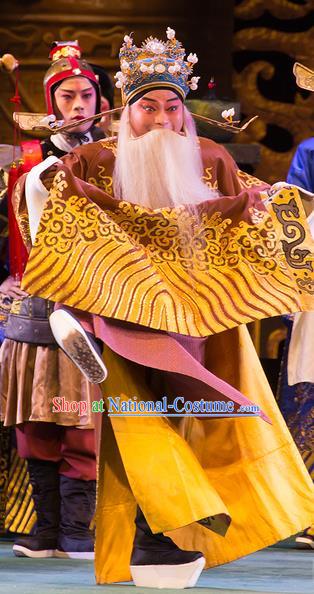 Yu Zhou Feng Chinese Hubei Hanchu Opera Laosheng Apparels Costumes and Headpieces Traditional Han Opera Minister Kuang Hong Garment Official Clothing