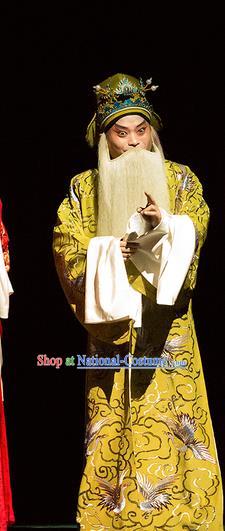 Yu Zhou Feng Chinese Hubei Hanchu Opera Minister Kuang Hong Apparels Costumes and Headpieces Traditional Han Opera Elderly Male Garment Laosheng Clothing