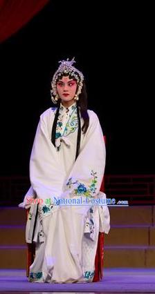 Chinese Han Opera Distress Maiden Garment Yu Zhou Feng Costumes and Headdress Traditional Hubei Hanchu Opera Diva Zhao Yanrong Apparels Young Female Dress