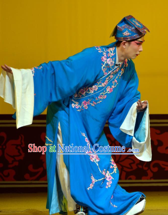 Hua Tian Ba Cuo Chinese Hubei Hanchu Opera Scholar Bian Ji Apparels Costumes and Headpieces Traditional Han Opera Young Male Garment Xiaosheng Clothing