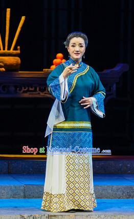 Chinese Han Opera Young Female Garment Shi Niang Costumes and Headdress Traditional Hubei Hanchu Opera Woman Apparels Actress Dress