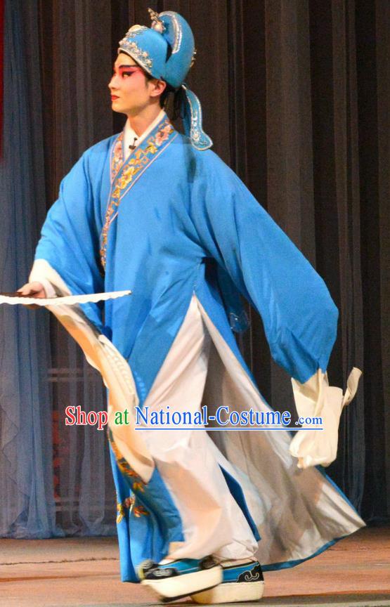 Bi Zhi Fu Ke Chinese Hubei Hanchu Opera Niche Apparels Costumes and Headpieces Traditional Han Opera Scholar Garment Xiaosheng Pan Bizheng Clothing