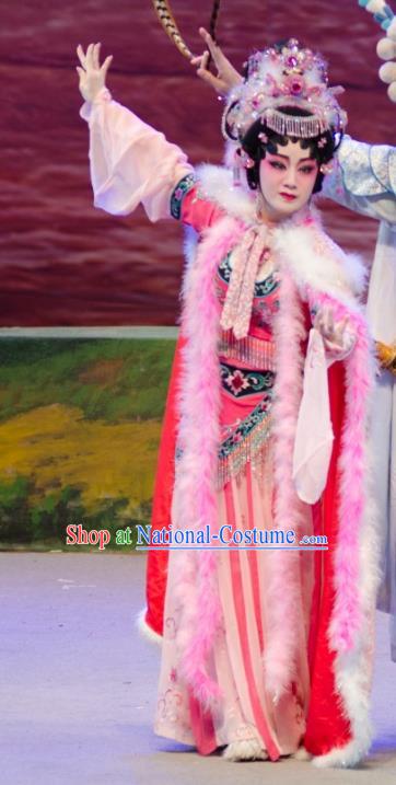 Chinese Cantonese Opera Princess Hong Luan Garment The Princess in Distress Costumes and Headdress Traditional Guangdong Opera Hua Tan Apparels Infanta Dress