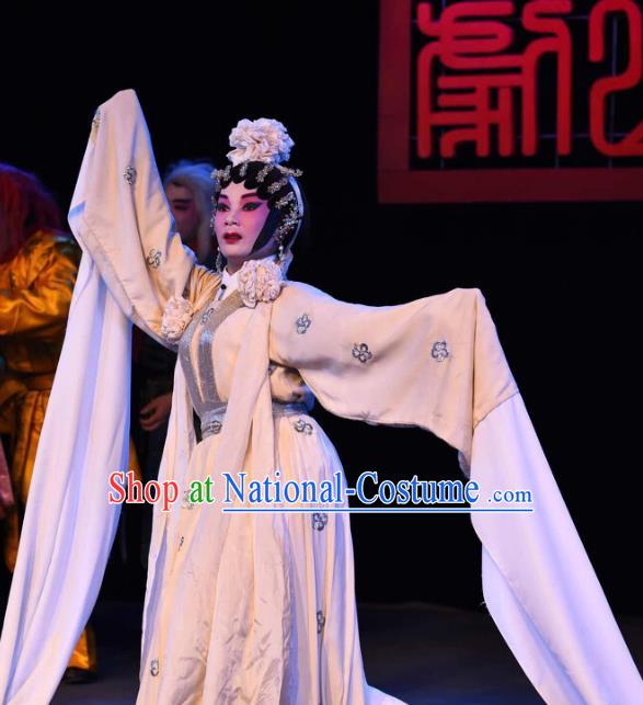 Chinese Cantonese Opera Distress Maiden Garment The Peony Pavilion Costumes and Headdress Traditional Guangdong Opera Young Female Apparels Diva Du Liniang Dress