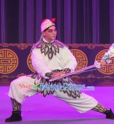 The Fairy Tale of White Snake Chinese Guangdong Opera Martial Male Apparels Costumes and Headpieces Traditional Cantonese Opera Swordsman Garment Wusheng Clothing