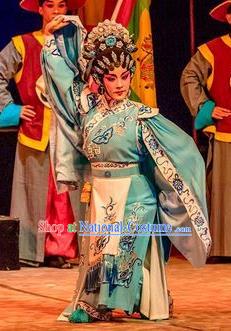 Chinese Cantonese Opera Young Beauty Garment Prince Rui and Concubine Zhuang Costumes and Headdress Traditional Guangdong Opera Apparels Hua Tan Da Yuer Dress