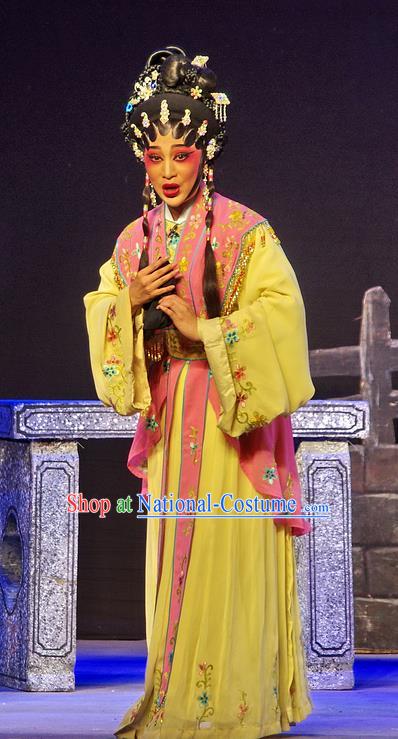 Chinese Cantonese Opera Imperial Consort Xi Shi Garment Costumes and Headdress Traditional Guangdong Opera Hua Tan Apparels Young Female Dress