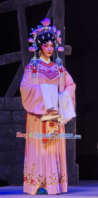 Chinese Cantonese Opera Palace Lady Garment Costumes and Headdress Traditional Guangdong Opera Xiaodan Apparels Court Maid Dress