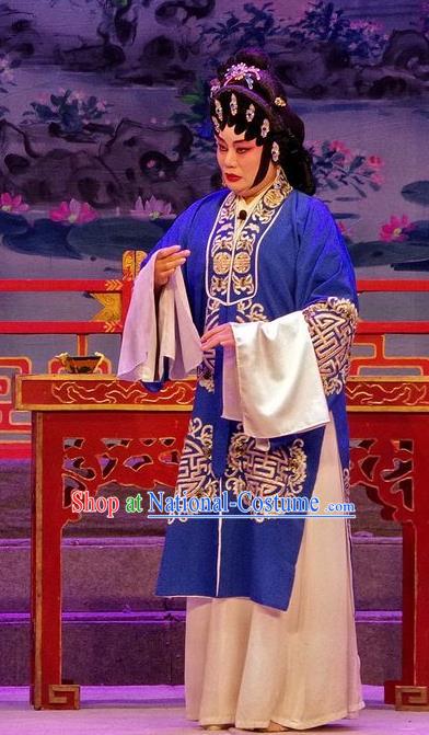 Chinese Cantonese Opera Pantaloon Garment Qian Tang Su Xiaoxiao Costumes and Headdress Traditional Guangdong Opera Elderly Female Apparels Dame Dress