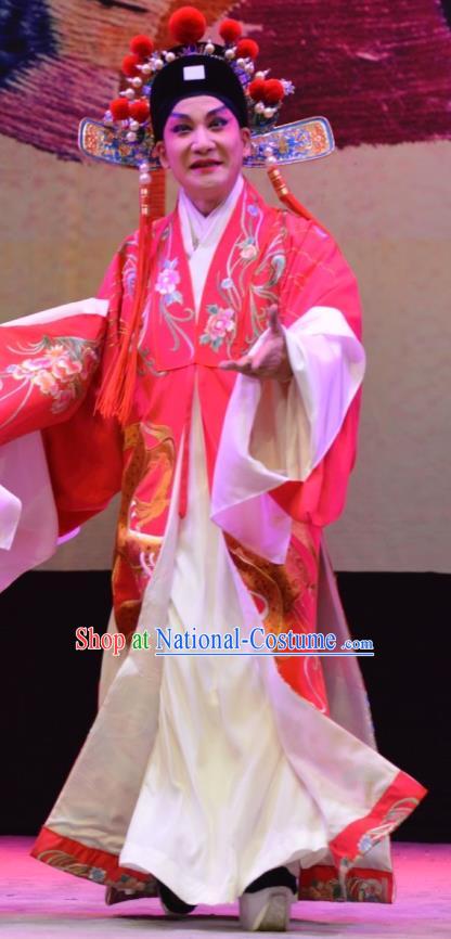 Hua Jian Ji Chinese Guangdong Opera Scholar Apparels Costumes and Headpieces Traditional Cantonese Opera Xiaosheng Garment Bridegroom Liang Yicang Clothing