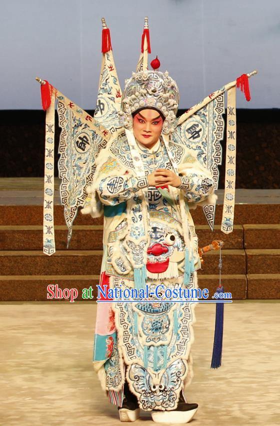 General Ma Chao Chinese Guangdong Opera Kao Apparels Costumes and Headpieces Traditional Cantonese Opera Military Officer Garment Shogun Clothing