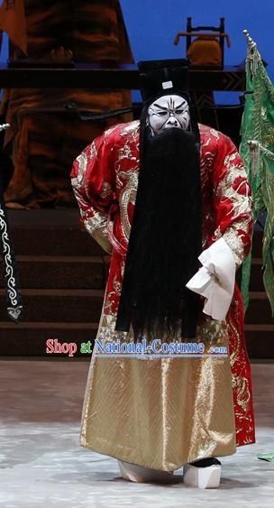 General Ma Chao Chinese Guangdong Opera Jing Apparels Costumes and Headpieces Traditional Cantonese Opera Laosheng Garment Prime Minister Cao Cao Clothing