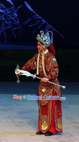 Liu Yi Delivers A Letter Chinese Guangdong Opera Wusheng Apparels Costumes and Headpieces Traditional Cantonese Opera Martial Male Garment Armor Clothing