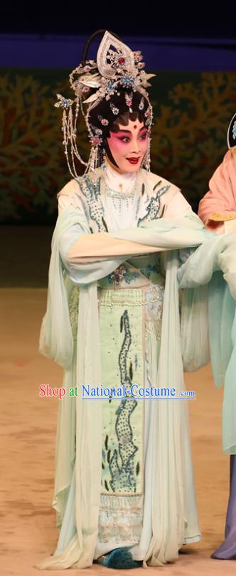 Chinese Cantonese Opera Young Female Garment Liu Yi Delivers A Letter Costumes and Headdress Traditional Guangdong Opera Princess San Niang Apparels Hua Tan Dress