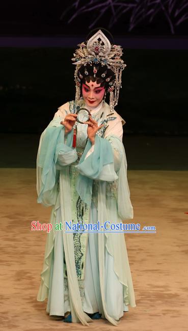 Chinese Cantonese Opera Young Female Garment Liu Yi Delivers A Letter Costumes and Headdress Traditional Guangdong Opera Princess San Niang Apparels Hua Tan Dress