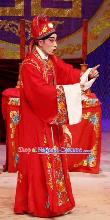 Liu Yi Delivers A Letter Chinese Guangdong Opera Young Man Apparels Costumes and Headpieces Traditional Cantonese Opera Xiaosheng Garment Bridegroom Clothing