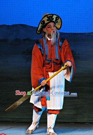 Meng Hui Tai Hu Chinese Guangdong Opera Elderly Man Apparels Costumes and Headpieces Traditional Cantonese Opera Laosheng Garment Boatman Clothing