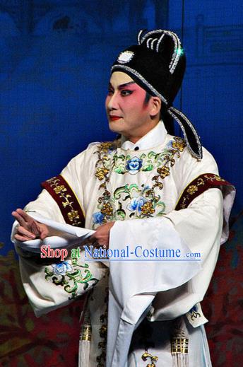 Meng Hui Tai Hu Chinese Guangdong Opera Scholar Fan Li Apparels Costumes and Headpieces Traditional Cantonese Opera Xiaosheng Garment Young Man Clothing