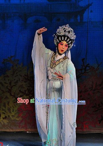 Chinese Cantonese Opera Actress Garment Meng Hui Tai Hu Costumes and Headdress Traditional Guangdong Opera Young Beauty Apparels Diva Xi Shi Dress