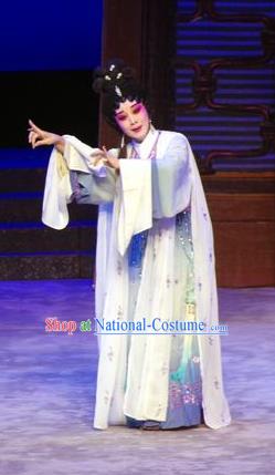 Chinese Cantonese Opera Tsing Yi Garment Story of the Violet Hairpin Costumes and Headdress Traditional Guangdong Opera Huo Xiaoyu Apparels Distress Maiden Dress