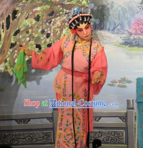 Chinese Cantonese Opera Maidservant Garment Hua Tian Ba Xi Hairpin Costumes and Headdress Traditional Guangdong Opera Xiaodan Apparels Young Female Dress