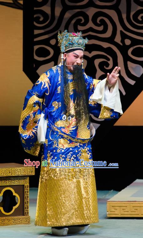 Yuan Yang Sword Chinese Guangdong Opera Emperor Apparels Costumes and Headpieces Traditional Cantonese Opera Elderly Male Garment Duke Li Zicheng Clothing