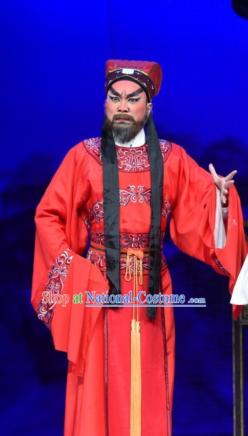 Hun Qian Zhu Ji Xiang Chinese Guangdong Opera Elderly Male Apparels Costumes and Headpieces Traditional Cantonese Opera Landlord Garment Civilian Clothing