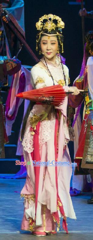 Chinese Cantonese Opera Young Female Garment Fighting for the Great Tang Empire Costumes and Headdress Traditional Guangdong Opera Swordswoman Apparels Dress