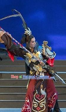 Fighting for the Great Tang Empire Chinese Guangdong Opera General Li Chengen Apparels Costumes and Headpieces Traditional Cantonese Opera Swordsman Garment Armor Clothing