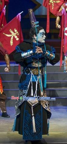 Fighting for the Great Tang Empire Chinese Guangdong Opera Hero Apparels Costumes and Headpieces Traditional Cantonese Opera Swordsman Garment Tang Men Clothing