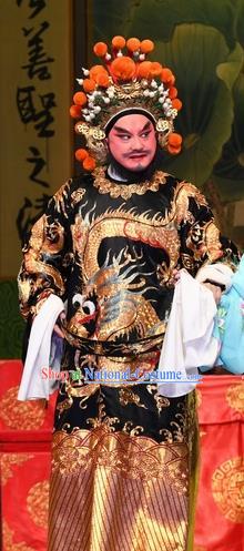 Chinese Guangdong Opera Imperial Envoy Cao Zibin Apparels Costumes and Headpieces Traditional Cantonese Opera Elderly Male Garment Official Clothing