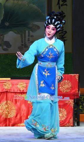 Chinese Cantonese Opera Young Beauty Garment Costumes and Headdress Traditional Guangdong Opera Actress Apparels Village Girl Zhuang Suqun Dress