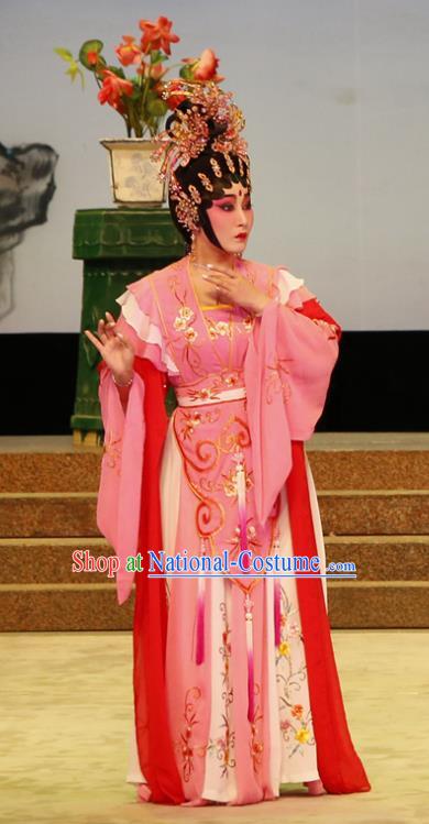 Chinese Cantonese Opera Hua Tan Garment The Lotus Lantern Costumes and Headdress Traditional Guangdong Opera Actress Apparels Goddess Dress