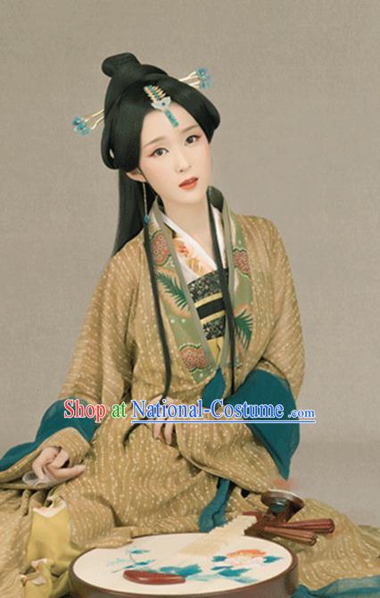 Chinese Traditional Tang Dynasty Palace Princess Historical Costumes Ancient Drama Noble Infanta Hanfu Dress Apparels and Headpieces Complete Set