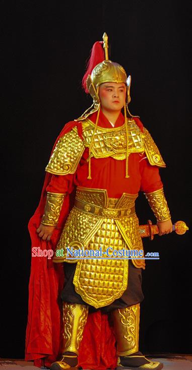 Wo Hu Ling Chinese Sichuan Opera Soldier Apparels Costumes and Headpieces Peking Opera Highlights Martial Male Garment Warrior Armor Clothing