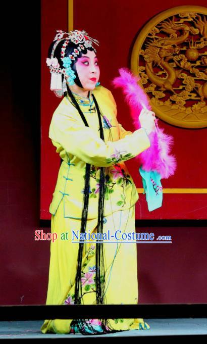 Chinese Sichuan Opera Highlights Actress Garment Costumes and Headdress Shoot Eagle Traditional Peking Opera Hua Tan Dress Young Female Yellow Apparels