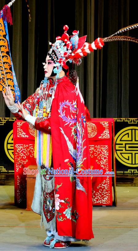 Chinese Sichuan Opera Wudan Garment Costumes and Hair Accessories Qi Xing Temple Traditional Peking Opera Highlights Martial Female Dress She Saihua Apparels